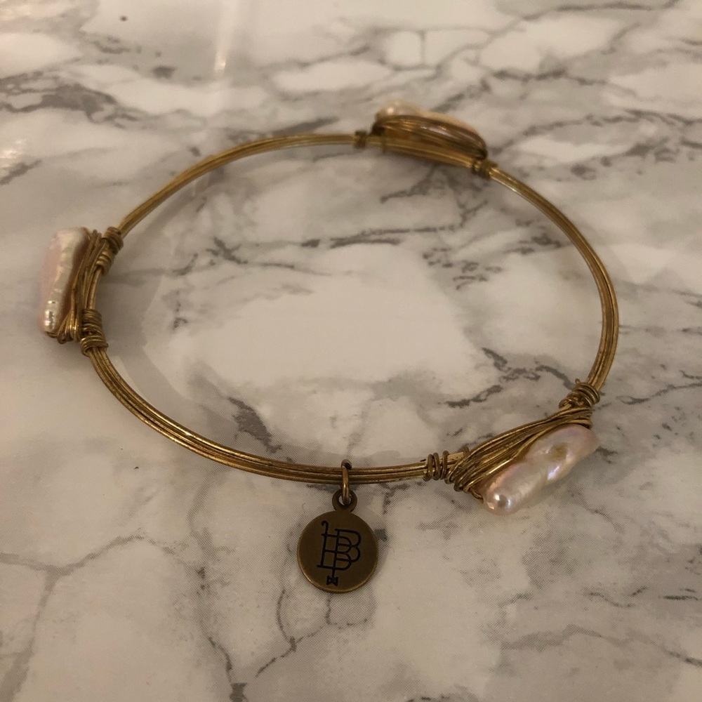 Bourbon and Bowties pearl bracelet bangle